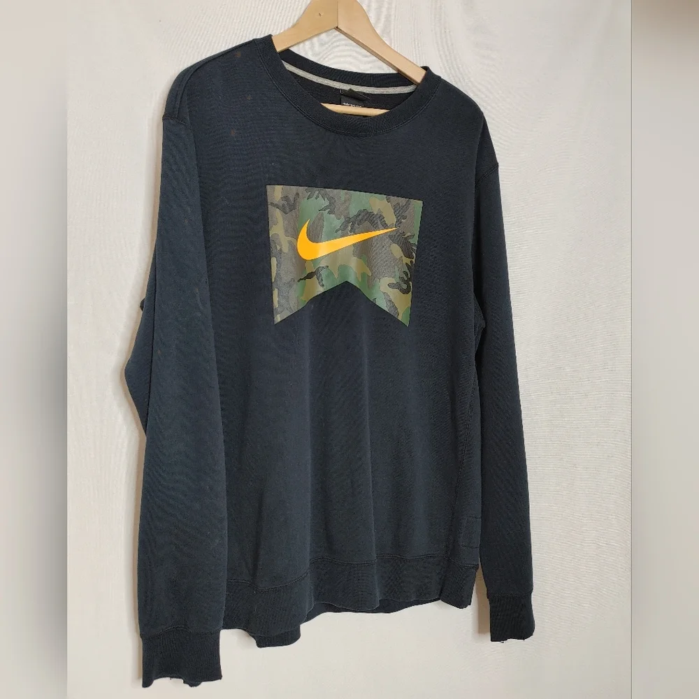 Nike Foundation Camo Crew Sweatshirt Black Military Special Forces‎ XL Washed